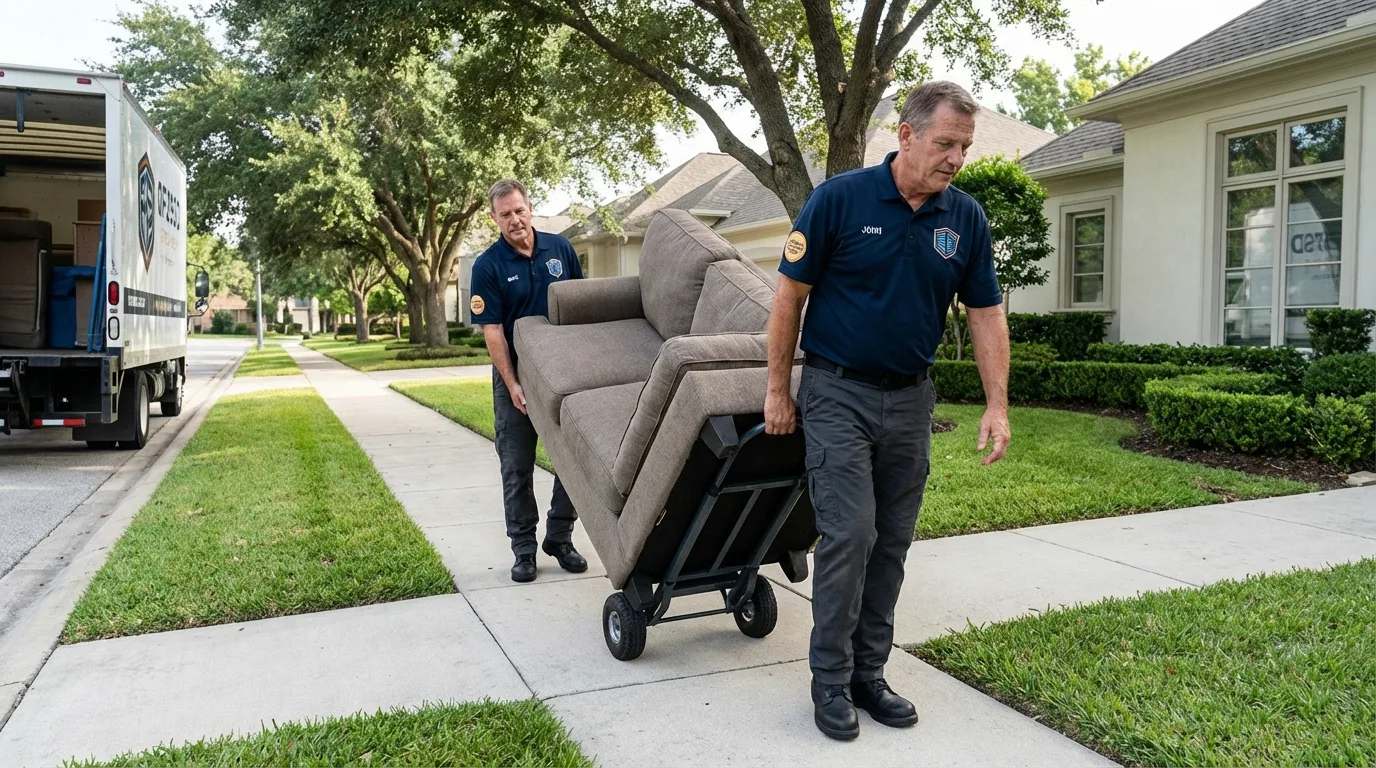 Local residential moving crew loading furniture in Palos Hills, IL