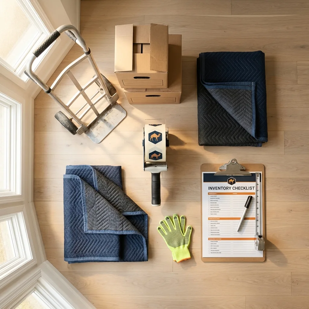 Professional moving supplies and packing materials layout for Palos Hills residential relocations